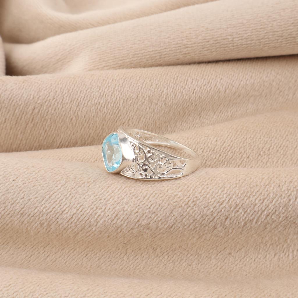 Sky Blue Topaz Silver Elegant Ring 925 Sterling Silver Topaz Jewelry For Women CZR-24-7