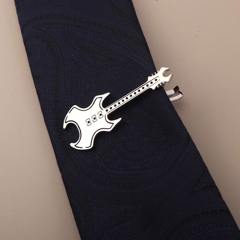 Creative Metal Punk Guitar Tie Clip Instrument Music Note Tie Pin Piano Key Necktie Buckle for Men's Necktie Accessories