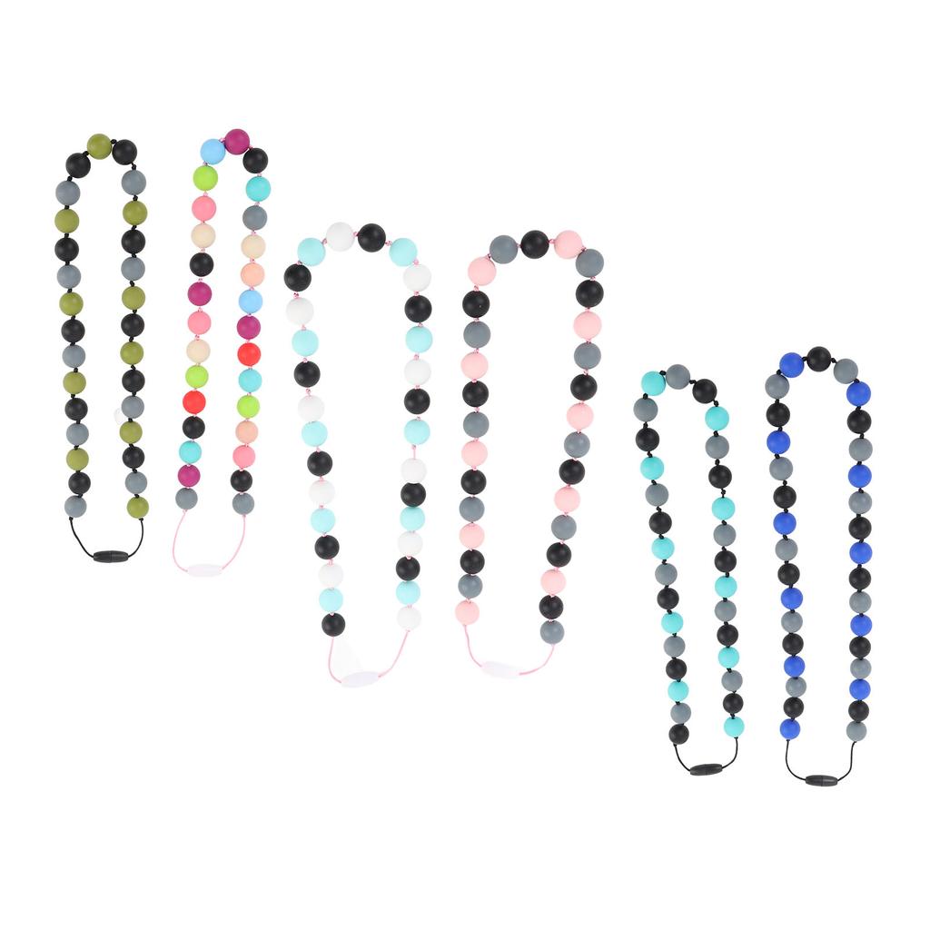 2pcs Silicone Sensory Necklace Set Adjustable Strap Stylish Soft Anti Slip Sensory Necklace for Kids