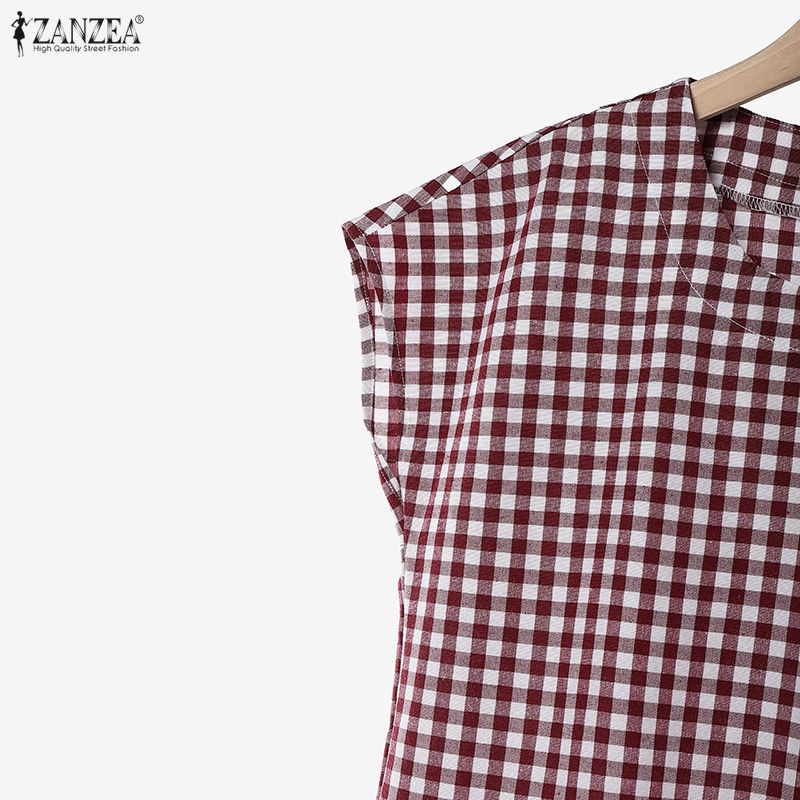 ZANZEA Women Sleeveless Blouse and Shorts Summer Two Piece Suit Sets