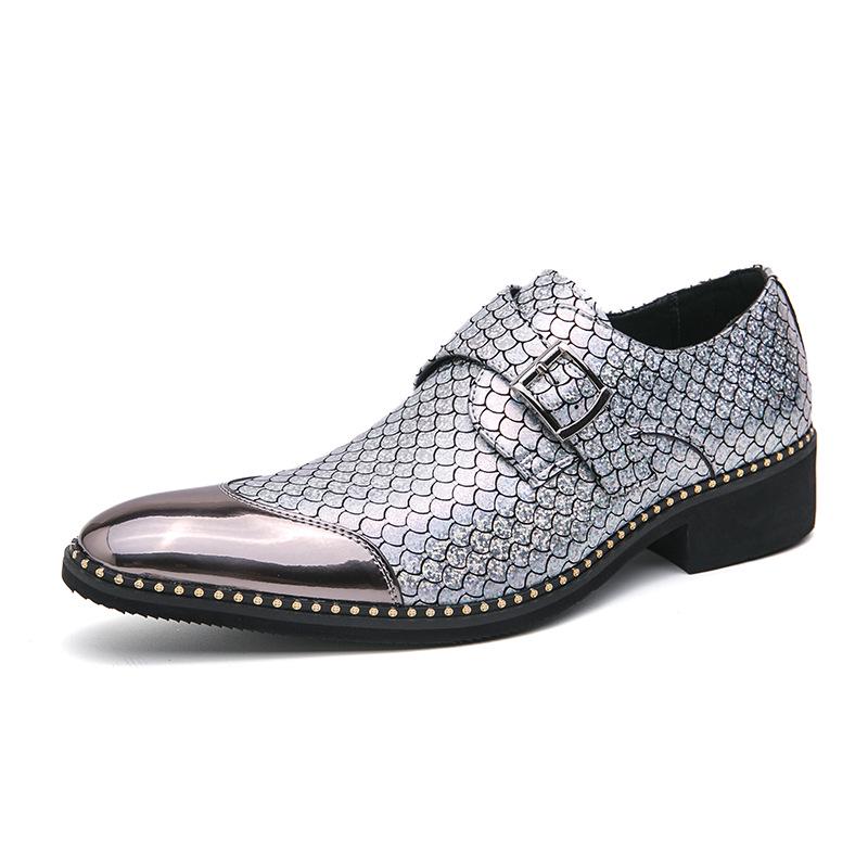 Men s Fashionable Gold Pointed Toe Leather Shoes for Business, Banquets, and Weddings 44