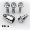 Locking Wheel Bolts M12 x 1.5 Nuts Chrome Alloy Wheel Lug Stud Taper Seat For BMW MINI Vauxhall Corsa Nissan