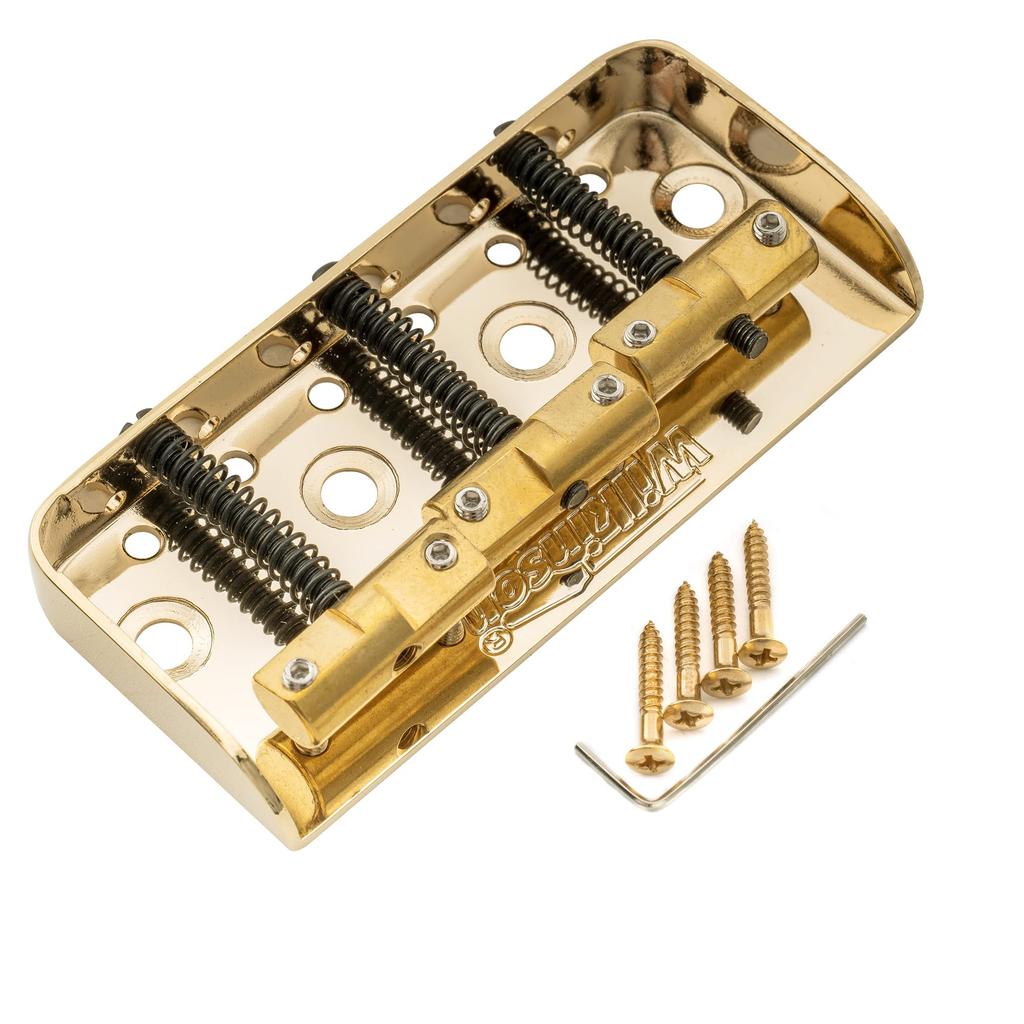 Wilkinson WTBS Short Brass Compensated 3-Saddle Telecaster Bridge for Humbucker Tele-Style or Vintage Electric Guitars, Gold
