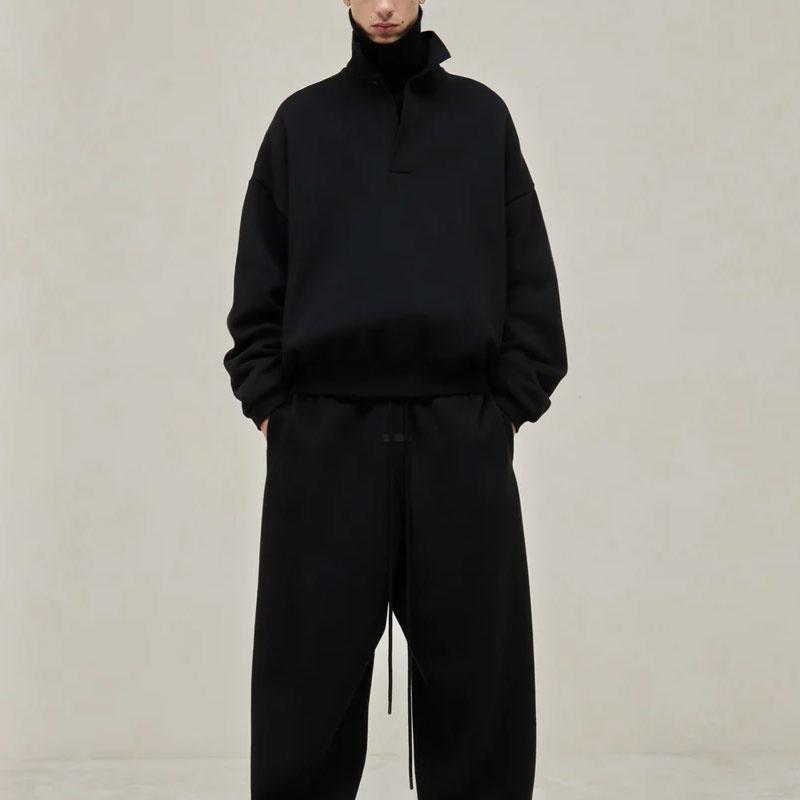 Fear of God Essentials SS24 Long Sleeve Polo Shirt 'Jet Black' Men's 192SP244394F