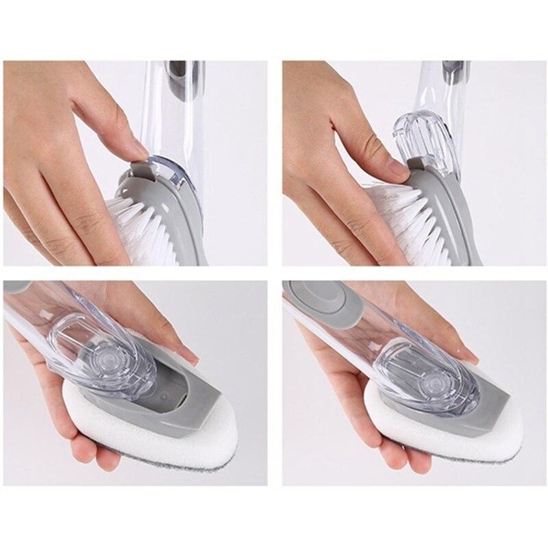 Küche Haushalt Multifunktionale automatische hydraulische langstielige Topfwaschbürste Schwamm Geschirrspülbürste