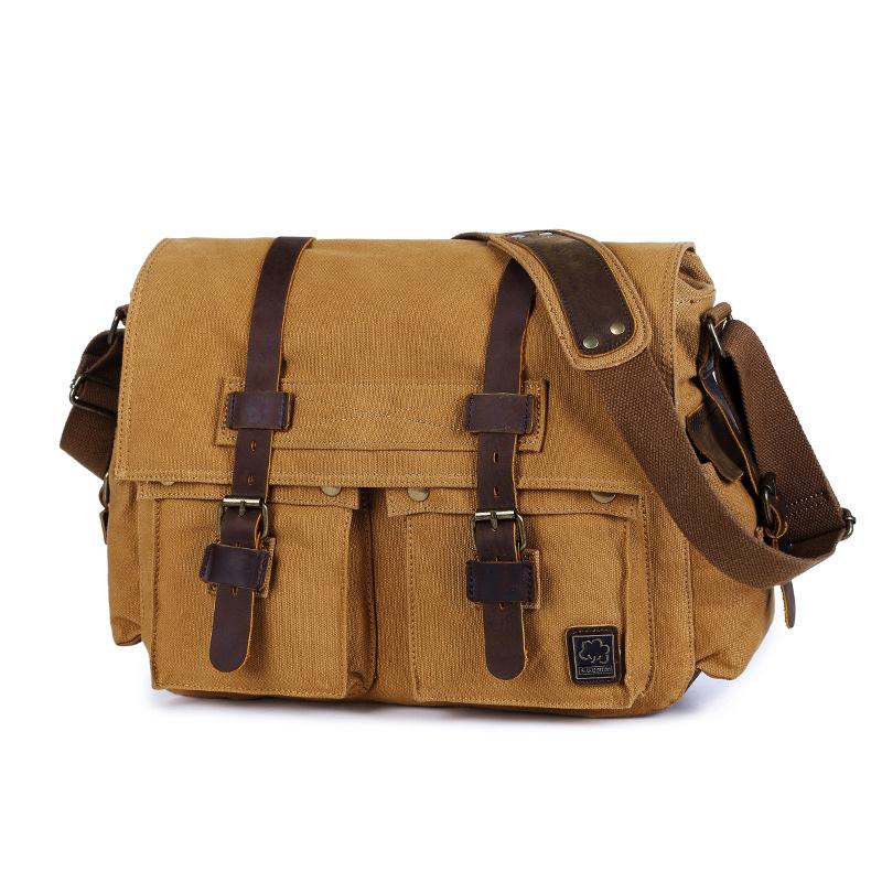 Seven-Color Cotton, Mailman Messenger Bag, Men'S Tide Plus Size 17-Inch Computer Bag, Outdoor Leisure Shoulder Canvas Bag.