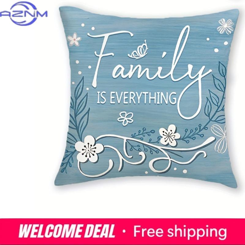 Blue Forget - Me - Not & Home - Themed Pillowcasesliving Room Sofa Cushion Cover, Soft And Comfortable, Bedroom Room Decoration