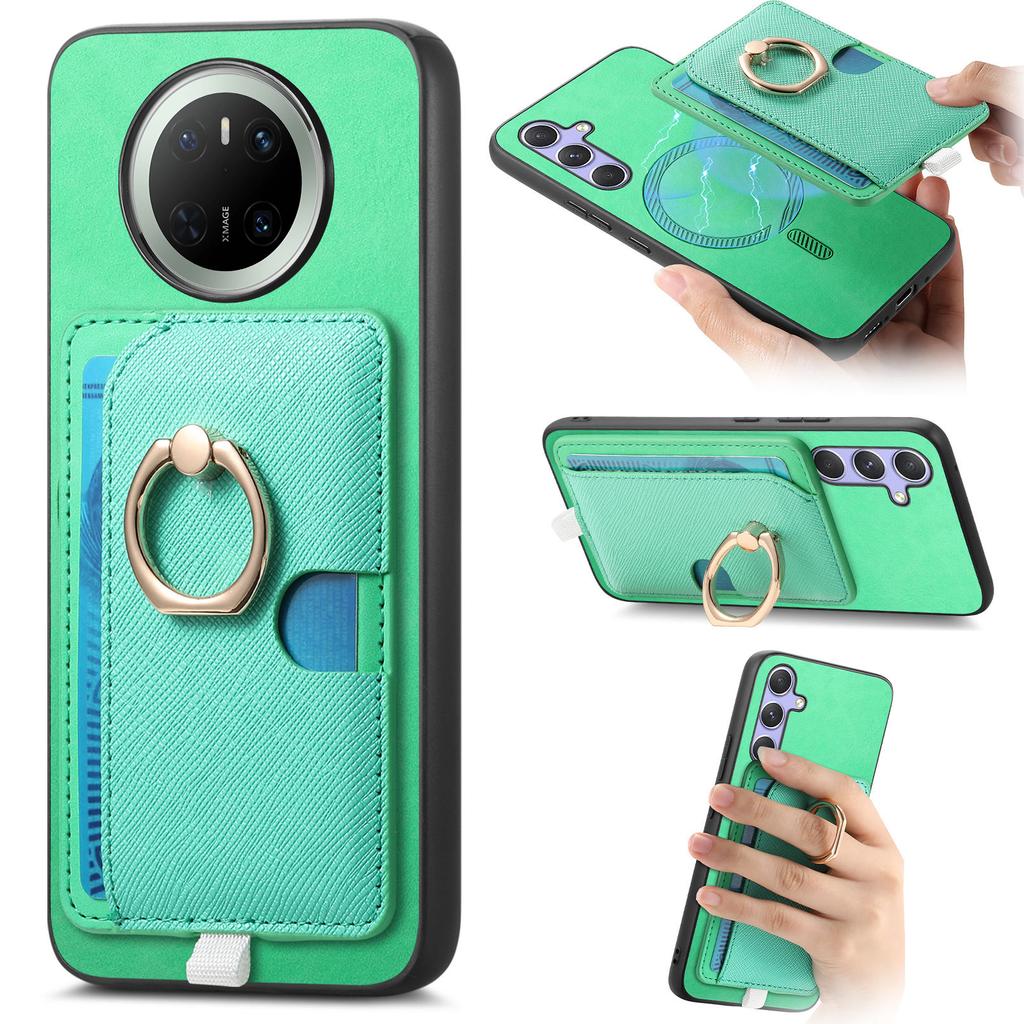 For Huawei Mate 70 Case Ring Kickstand Leather+TPU+PC Phone Cover Detachable Card Holder
