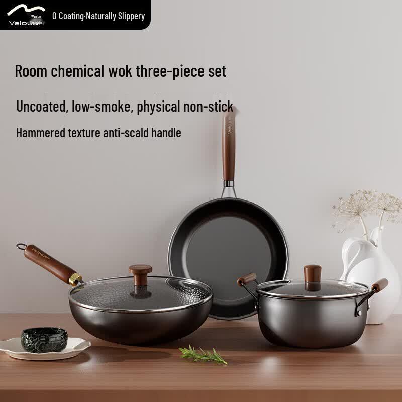 Velosan Nitrided Iron Wok 3-Piece Set
