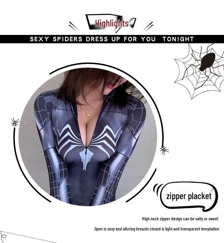 Spiderman Cosplay: Sexy Open-Crotch Lingerie Set with Removable Pieces for Role Play