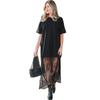 European and American Summer New Casual Solid Color Lace Splicing Dress Women's T-shirt Long Dress