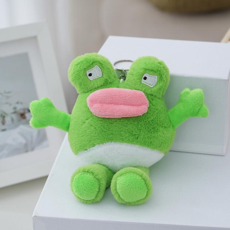 Plush Big Lovable Mouth Frog Bag Hanger Fun Stuffed Animal Keyring For Stylish Presents