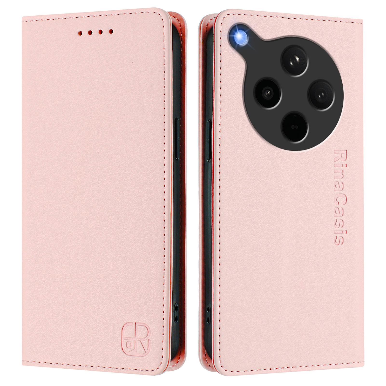 

For Oppo Find X8s+ 5G Leather Case RINACASIS RC01 Phone Cover with RFID Blocking Wallet Stand Pink