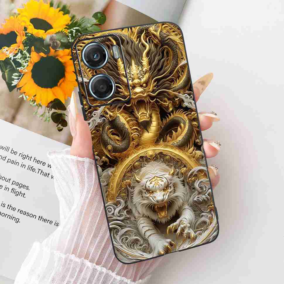For Motorola Moto G06 4G 6.88" Case Silicone TPU Black Cover For Moto G06 G06 XT2535-1 XT2535-2 Cartoon Dragon Sunset Bumper