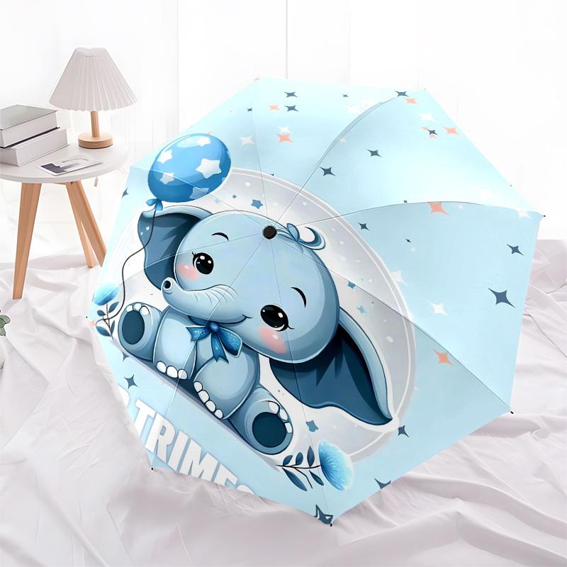 

1pc Baby Elephant Balloon Stars Cute Cartoon Umbrella with Plastic Handle,Compact & Stylish,Cartoon Pattern,Outdoor UmbrellaPT492