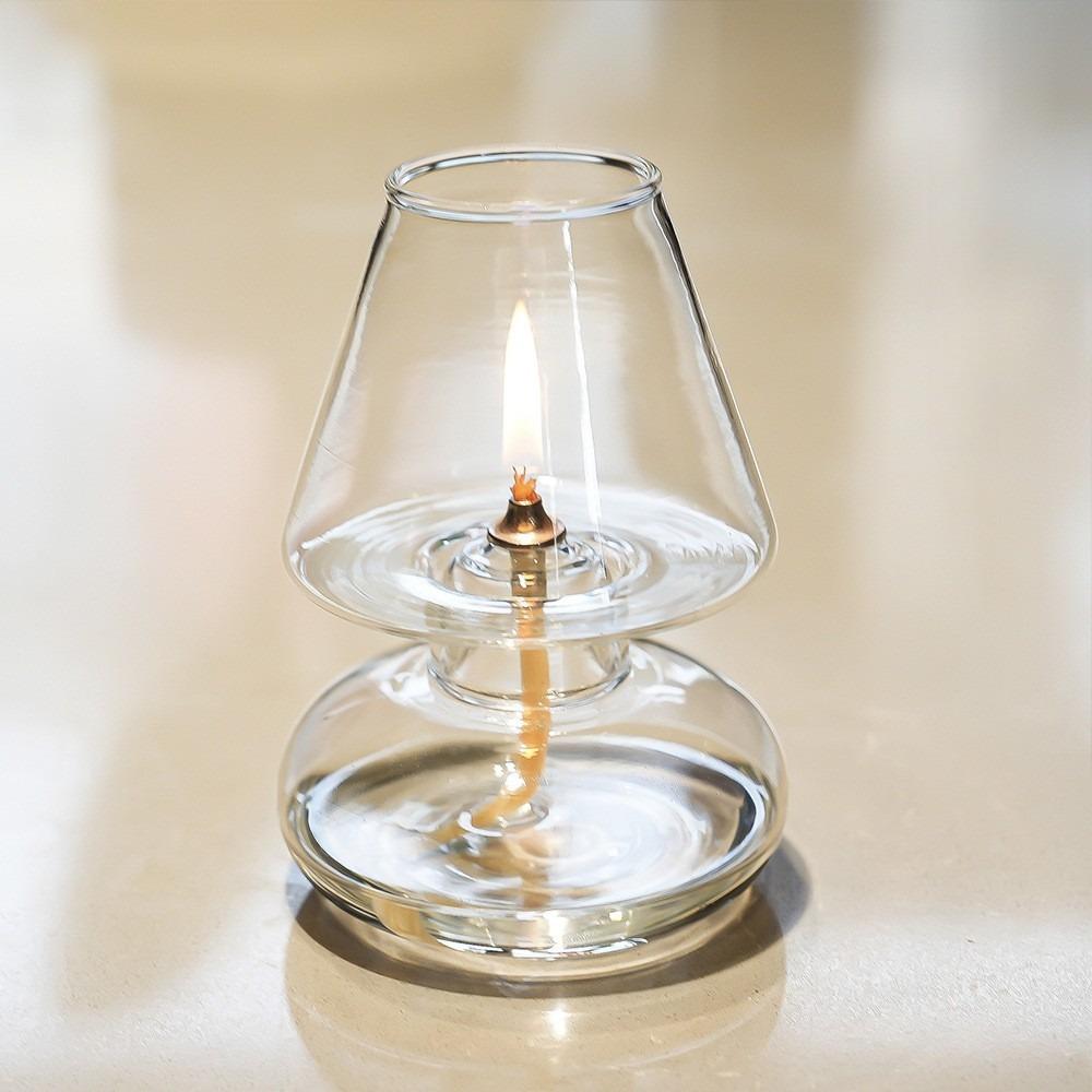 Minimalist Creative Glass Oil Lamp Cover Candlestick Transparent Windproof Candle Holders Nordic Style Romantic Home Decorative