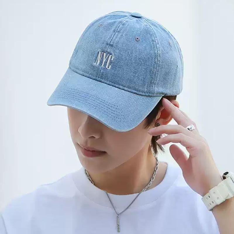American Retro NYC Letter Denim Baseball Cap Outdoor Sports Sun Hat Simple Embroidered Trucker Hat
