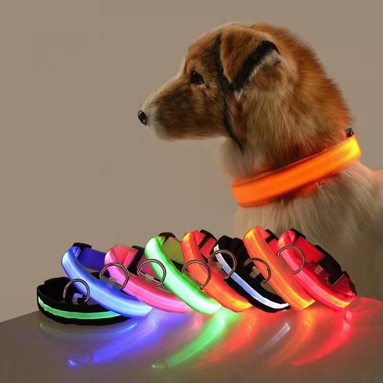Cross-border In-stock New Dog Glowing Collar USB Rechargeable Dog Collar for Small and Large Breeds LED Pet Anti-Lost Dog Collar