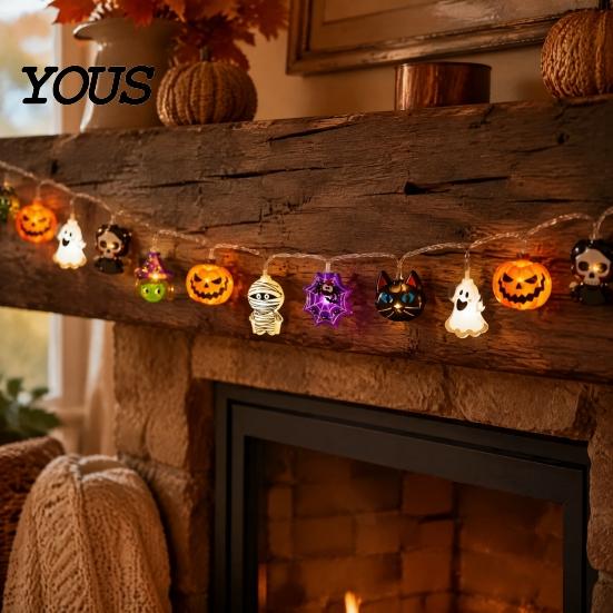 Battery Operated LED Lights Halloween String Lights, 10/20 Spooky Pumpkin Ghost Fairy Light, Scene Decorations for Indoor Outdoor Home Yard