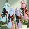 1PC USA Flag Bow Vintage Retro Pattern 750ml Color Plastic Sports Water Bottle Leakproof Flip Straw Lid Suitable for Sports Office Home Use