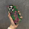 Retro Totem Checkerboard 2-in-1 Mobile Phone Case iPhone16 Matte Magnetic Film Case Apple 17 Mobile Phone Case