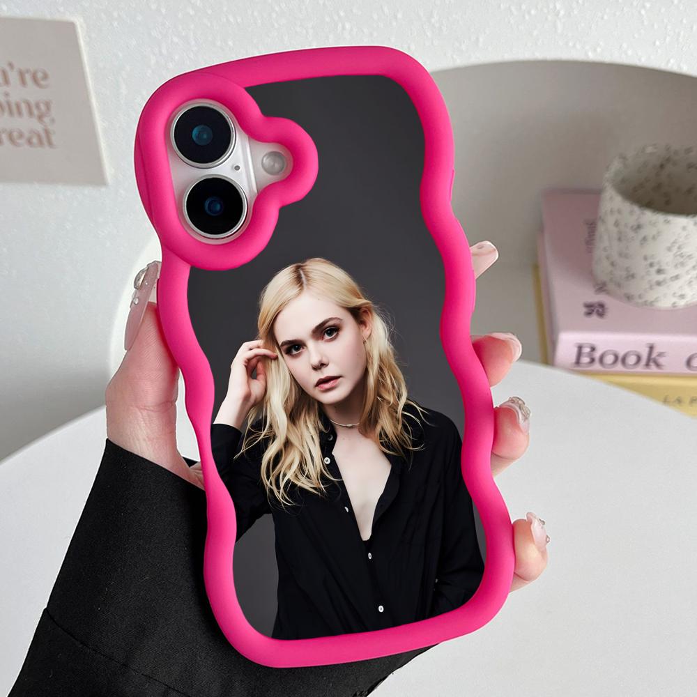 Elle Fanning Wavy Edge TPU Mobile Phone Case for iPhone 17 16 15 14 13 12 11 Air Pro Max Plus Colorful Cover