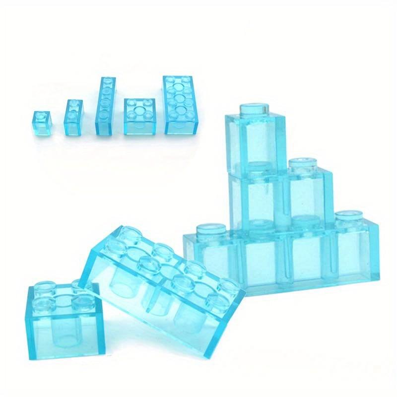 70pcs DIY Building Blocks Parts Transparent Blue Clear Small Particle Bricks Educational Toys for Children 1x1 1x2 2x2 2x4