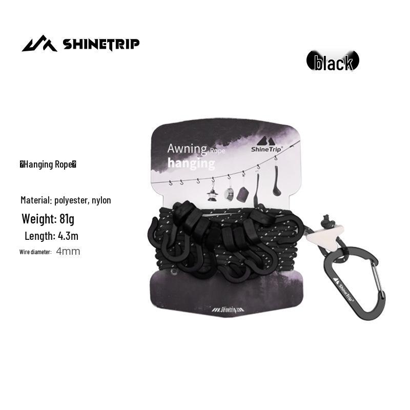 Mountain Fun ShineTrip Windproof Rope: Camping, Hiking & Mountaineering Tent Accessories; Gear Storage & Clothesline чёрный