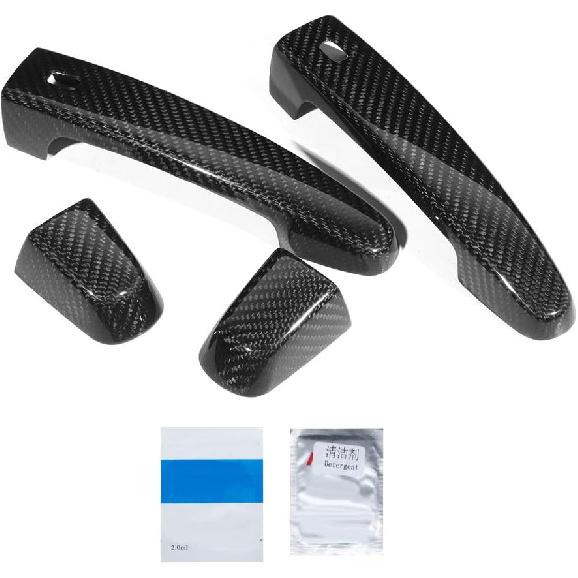 Aramox Door Handle Trim, 4pcs Outside Carbon Fiber Side Door Handle Trim Cover Fit for 2017-2018
