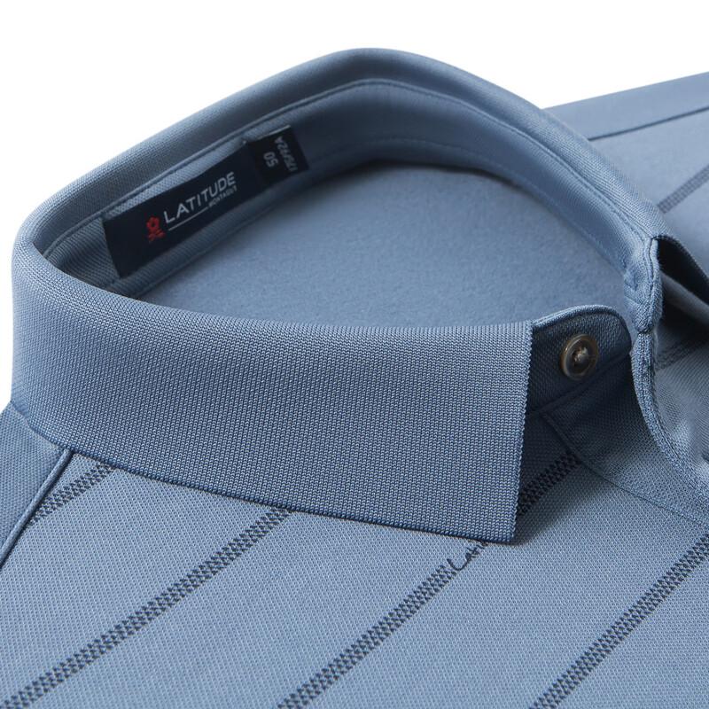 Men's Striped Warm Long-Sleeve Polo Shirt