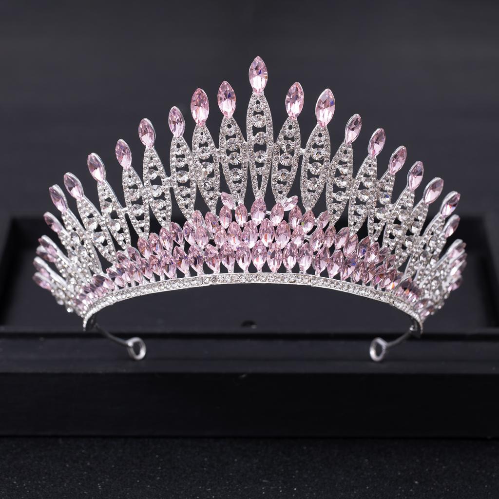 Silver Color Crystal Queen Big Crown Tiara Rhinestone Wedding Tiaras Women Pageant Prom Crowns Bridal Hair Accessories Jewelry