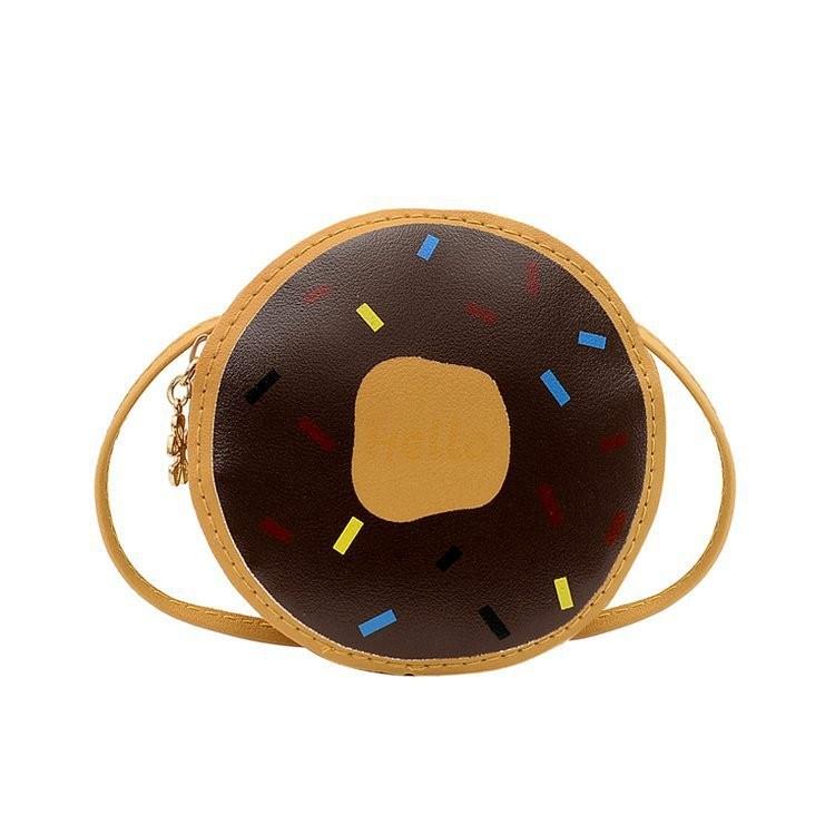 

Cartoon Design Donut Children Crossbody Bag With Adorable Letter Image Daily Use коричневый