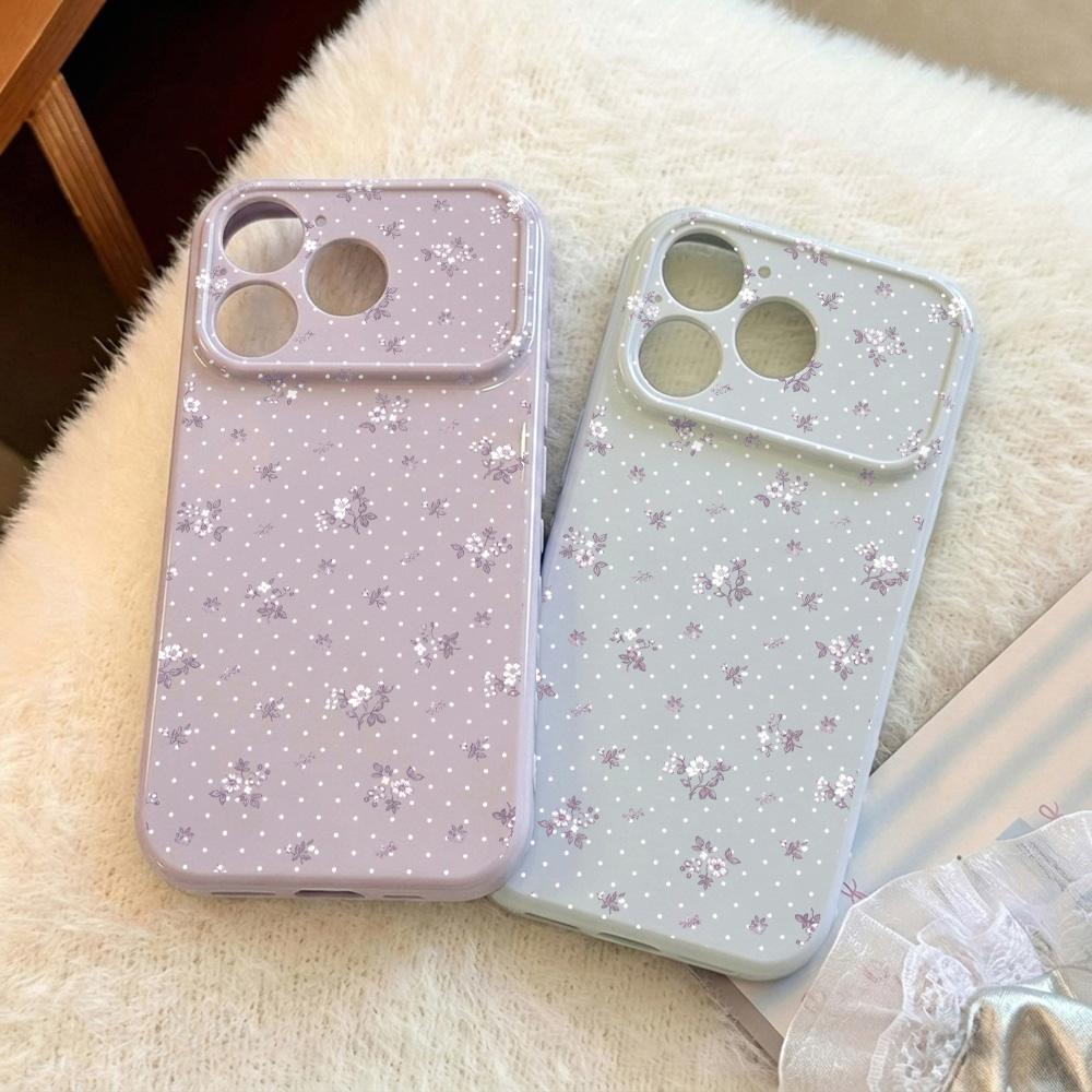 Floral Korean Silicone Phone Case For iPhone 17 Pro 16 11 13 12 15 14 Pro Max Cream Pink Little Flower Cover Lens Protection