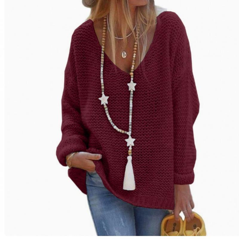 JPNTKY Women's Fashion Casual Solid Color Print Long Sleeve V Neck Blouses & Shirts