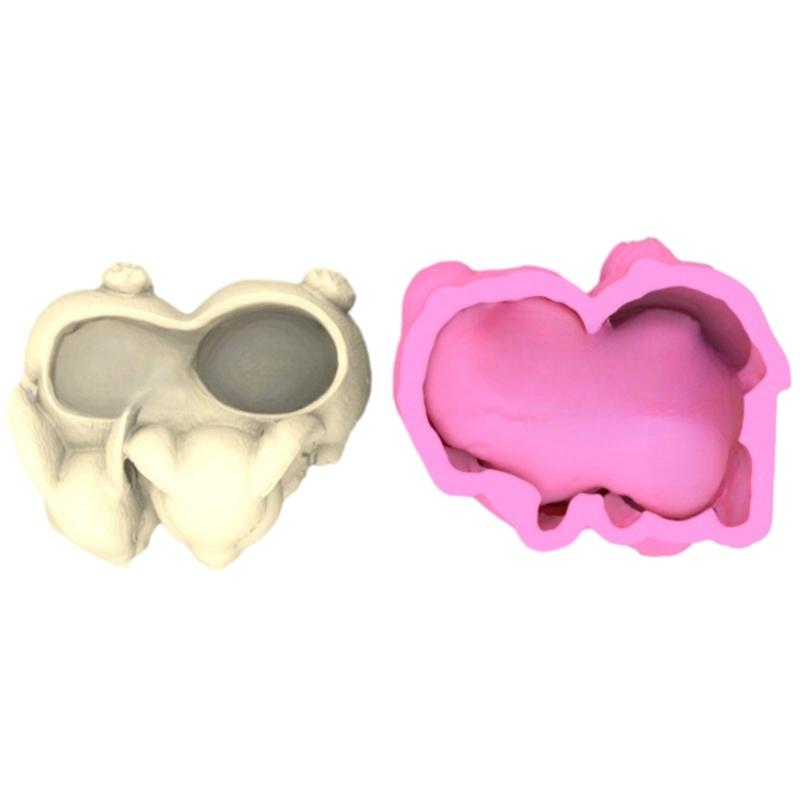 Moule Silicone Portrait Pots de Fleurs Moule Double Lapin Moules Jardinière