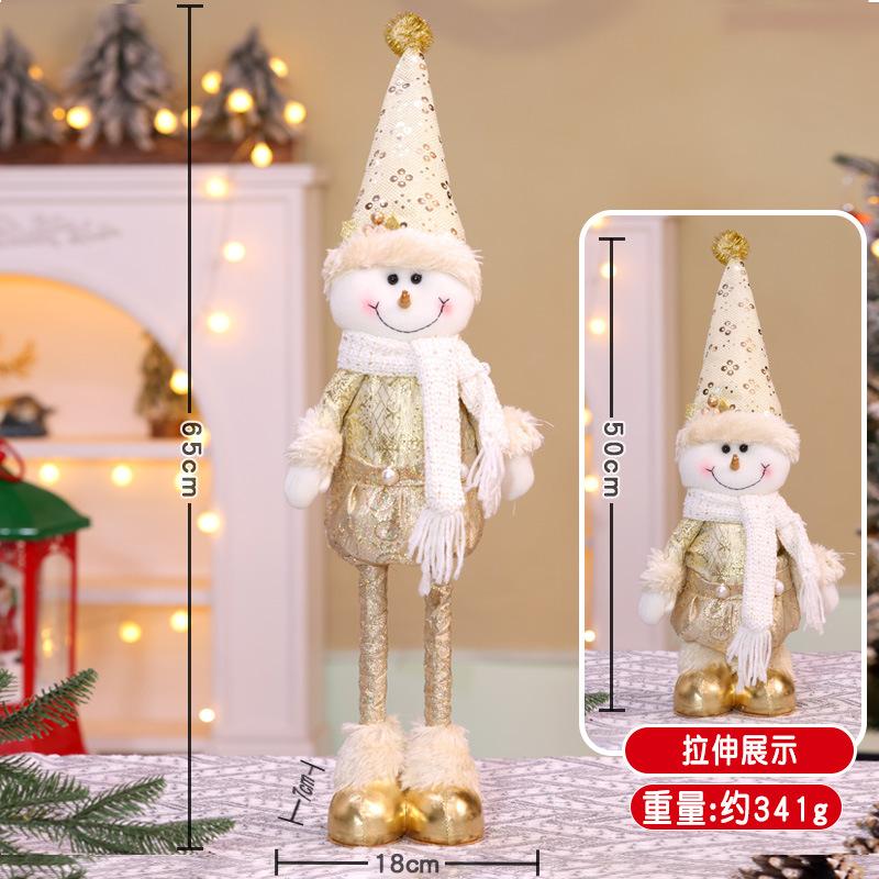 Christmas new old man snowman retractable doll ornament Christmas gold sequined pointed hat standing doll ornament