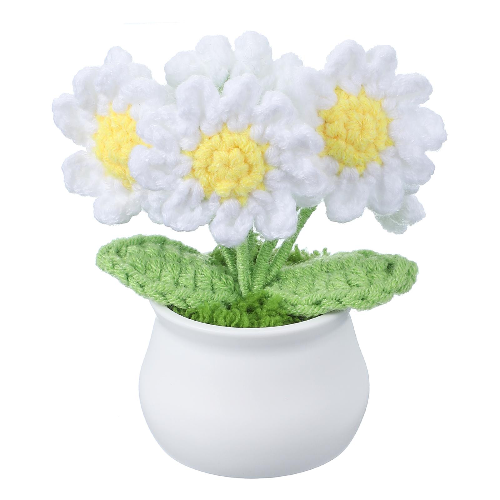 

Crochet Flowers Knitting Crochet Flowers Six-Headed Sunflower Potted Plants Handmade Flowers Home Decor Christmas Gift білий
