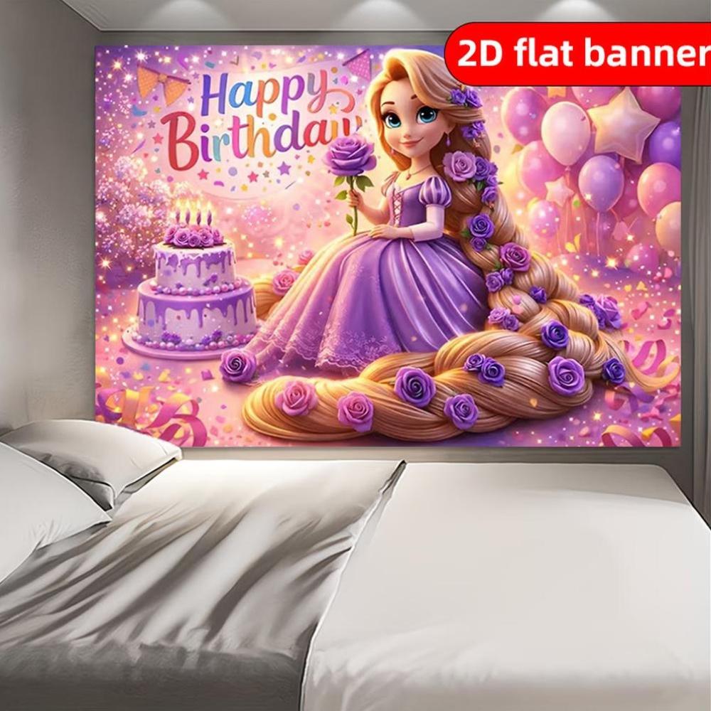 2D Flat 2D Flat - 2D Flat 2D Flat Banner Cartoon Princess Pattern Decorative Banner For Living Room/Bedroom/Room/Office/Gaming Holiday Decor