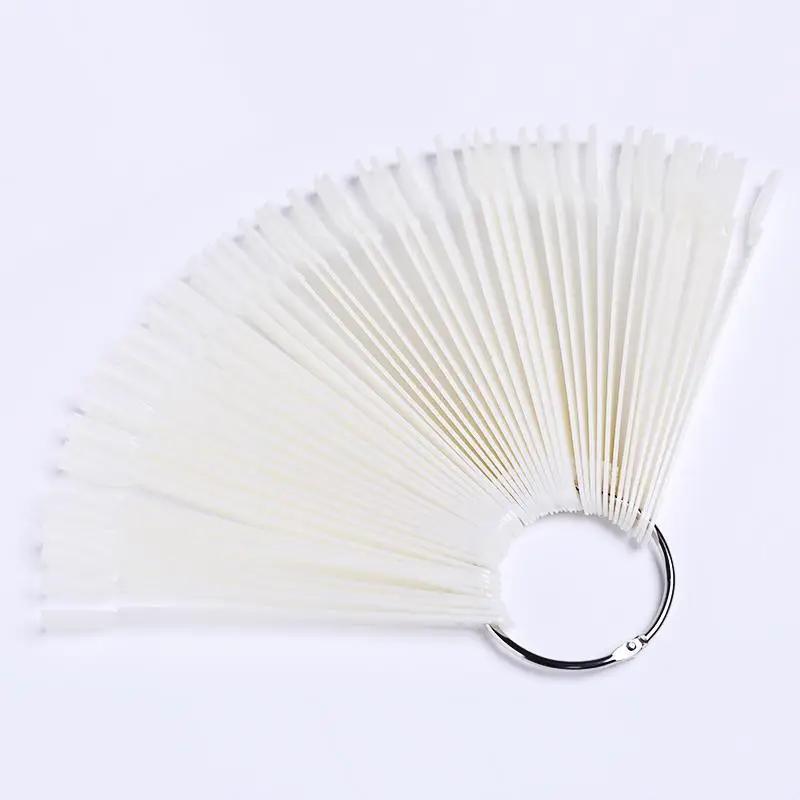 50PCS Nail Enhancement Display Plate Nail Piece False Nail Sector with Iron Ring Practice Color Card Nail Polish Color Card Tool