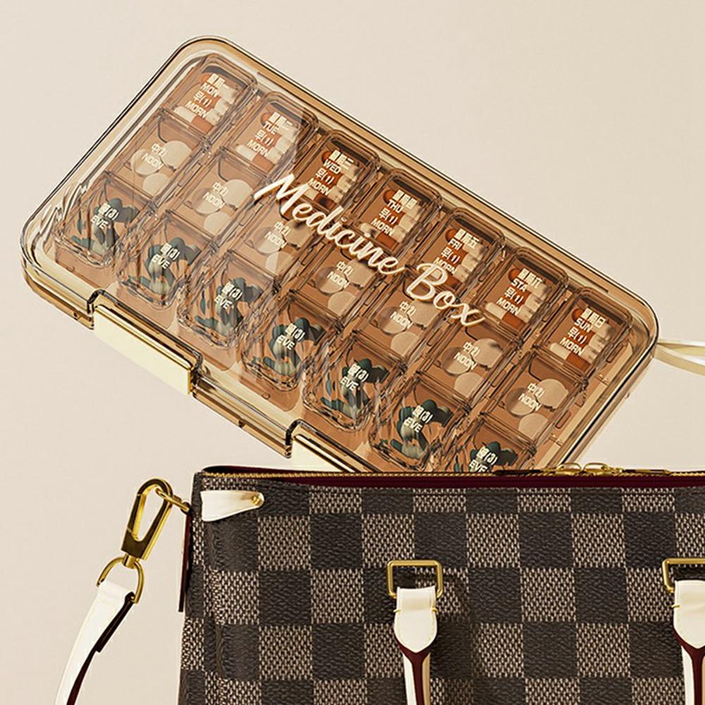 Pill Organizer 7 Day Weekly Medicine Box Portable Pill Container with Lid Multi Compartment for Travel/Home