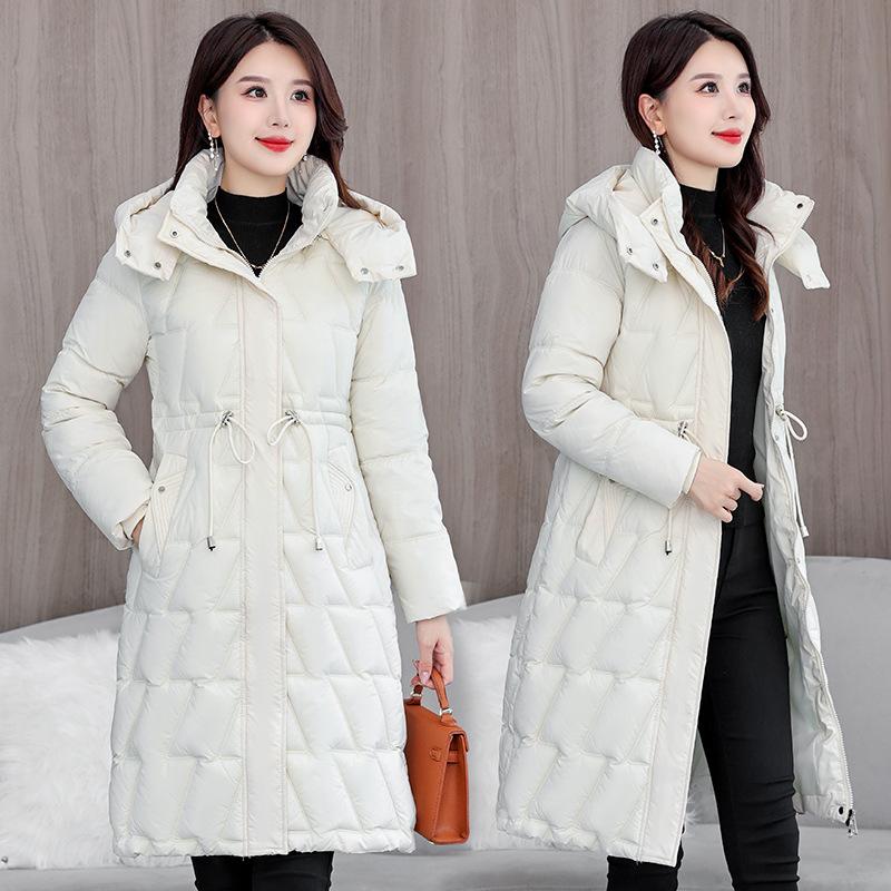 Cold-proof Casual Down Cotton Jacket, Over-the-knee Cotton Jacket, Women's Long Padded Jacket, Winter New Thickened Slim Korean Version