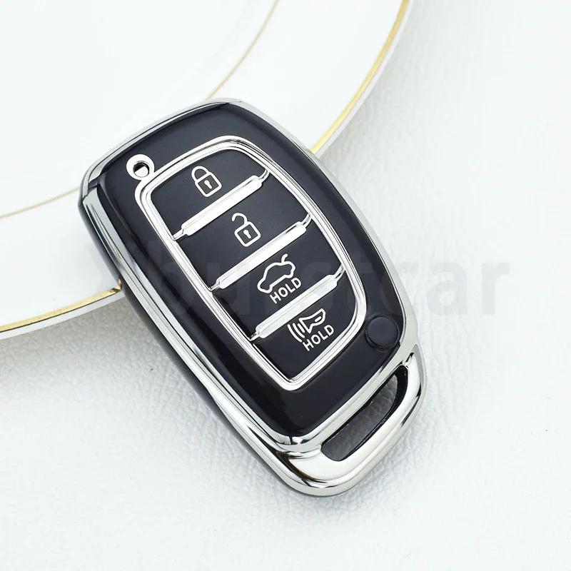 4 Buttons TPU Auto Shell For Hyundai Tucson Santa Fe Rena Sonata Elantra Creta Ix35 Ix45 I10 I30 I40 Car Smart Key Case Cover