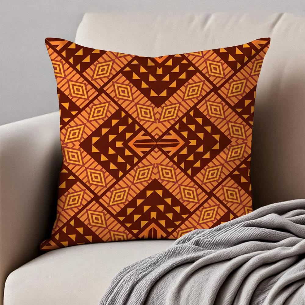 Tribal Style Indian Ethnic Pattern Cushion Cover Pillowcase Antidustmite Invisible Zipper Short Plush Sofa Cushion