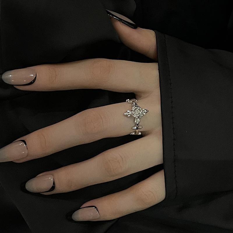 Full Diamond Zir*****Pen Ring French Light Luxury High Sense Cold Wind Niche Design Ring Woman