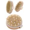1 szt. Złuszczająca Drewniana Szczotka do Masażu Ciała pod Prysznic Naturalne Włosie Szczotka do Kąpieli Miękka SPA Kobieta Mężczyzna Pielęgnacja Skóry Na Mokro i Sucho Szczotka do Ciała