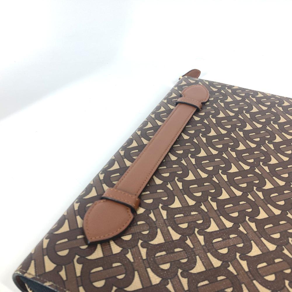 BURBERRY TB logo Bag Cluch Bag Pouch Clutch bag Leather/Canvas Brown