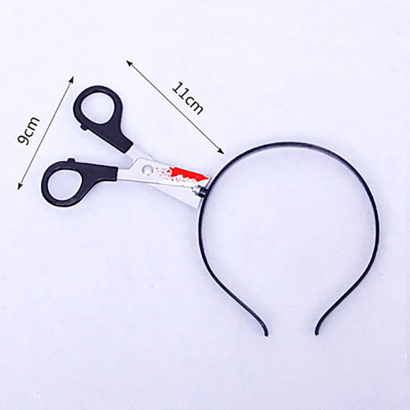 Halloween Headband Hair Accessory Prank Fake Head Axe Headband with Costume Parties 3D Sharp Kitchen Knife Head Hair Accessory