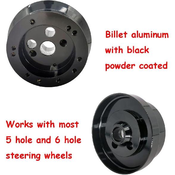 5 & 6 Hole Billet Steering Wheel Hub Adapter Replacement for Chevy 1969-1994 GMC Truck Pickup Van-s J-eep Bui-ck Chry-sler Dod-ge Pon-tiac Ca-dillac