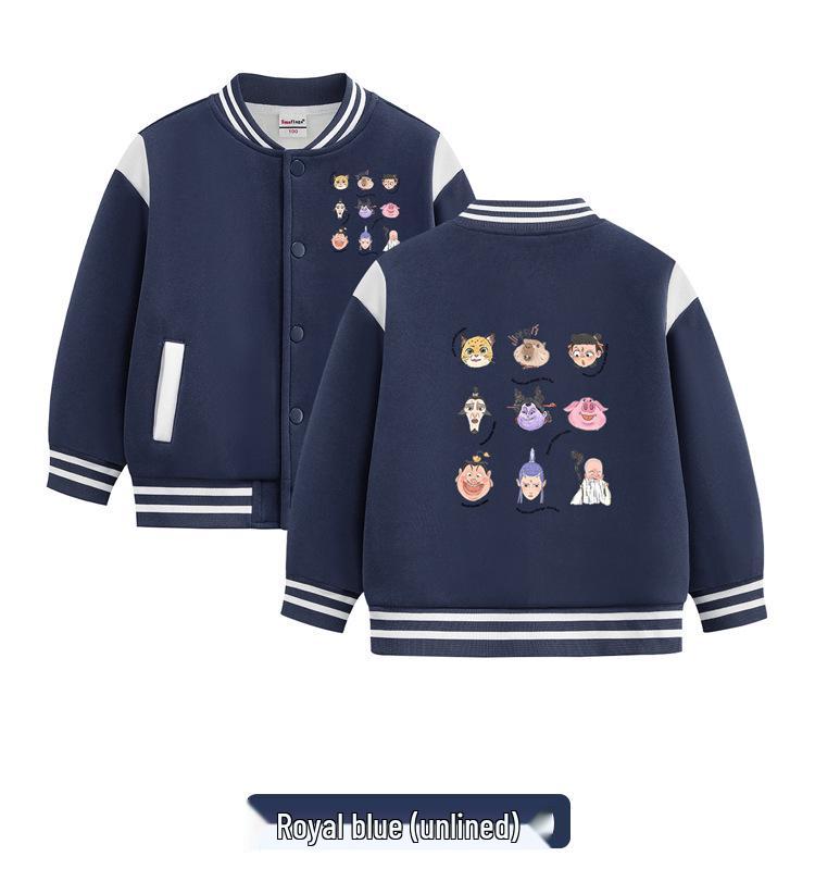 Autumn 2026 Kids' Thickened Velvet Baseball Jacket.