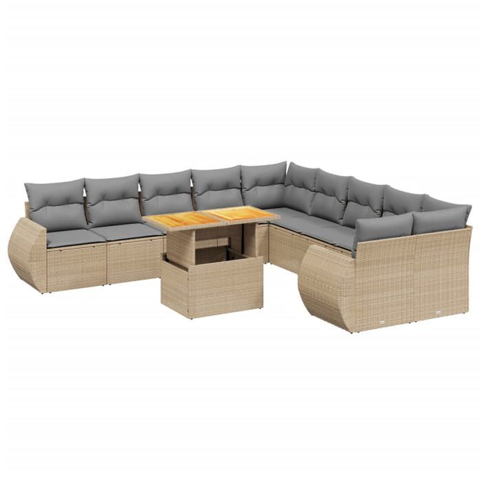 VidaXL Garden Lounge Set with Cushions 11 Pcs, Patio Sofas, Patio Furniture Set, Outdoor Furniture, Beige 3272389